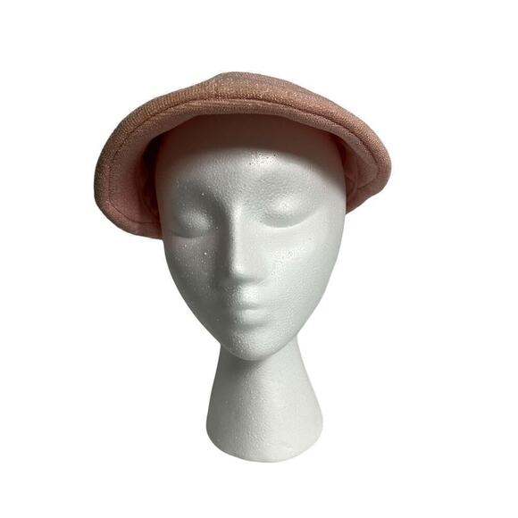 Vintage Wilshire Pink Sequined Thread Hat with Navy Blue Veil Circa 1940s - Picture 5 of 12